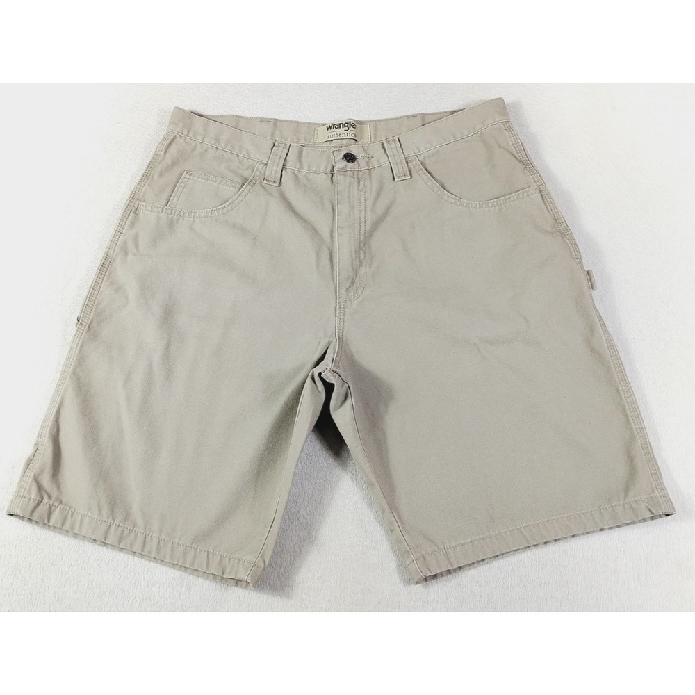 Wrangler Cargo Shorts Mens 36 Beige Canvas Utility Pockets Workwear Relaxed Fit